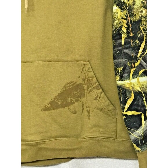 FISHOUFLAGE Hoodie Mens Large Tan Beige Camo Bass All Over - Picture 4 of 6